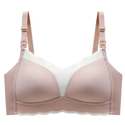 China Custom Open Button Care Radiation Protection Summer Thin Silk Maternity Nursing Bra For Pregnant Mothers for sale