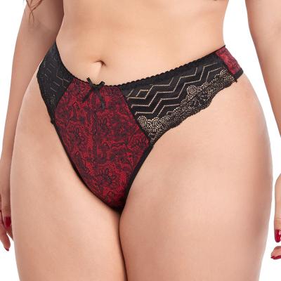 China Breathable Underwear Plus Size Lace Thong Breathable Female Comfort Plus Size Thong Bikini for sale