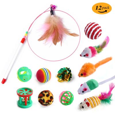 China Amazon Hit Viable Pet Toys Set Pet Supplies Feather Ball Mouse Toys 21 Pack Cat Interactive Toys Set for sale