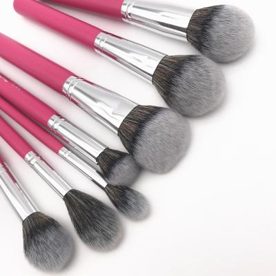 China Angular Blush MACTING High Quality Pink Wooden Handle Wholesale Makeup Brush Private Label Makeup Brush Set for sale