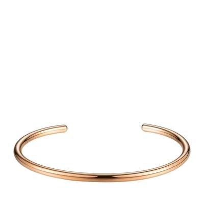 China FASHIONABLE 18K Gold Plated Stainless Steel Bangle Adjustable C Shape Shiny Open Bangle Couple Bracelet for sale