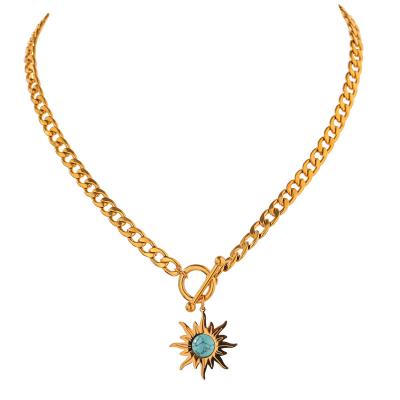 China Fashion MACTIGN 18K Sunflower Necklace 316 Stainless Steel Link Necklace Ladies Pendant Jewelry for sale