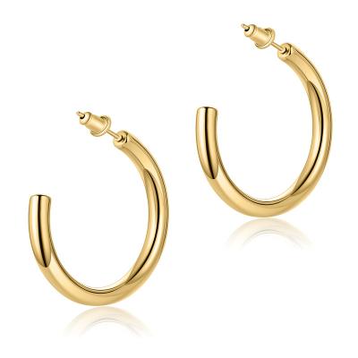 China MACTING FASHIONABLE stainless steel C shape round big thick circle design thick circle stud earrings classic gold plated new circle earrings for sale