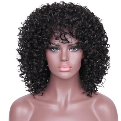 China Afro Wave Fiber Heat Resistant Sellers New Non Lace Sturdy Synthetic Short Curly Curly Wigs Hair Blowout Fringe Headband Natural Hair Wig Afro for sale