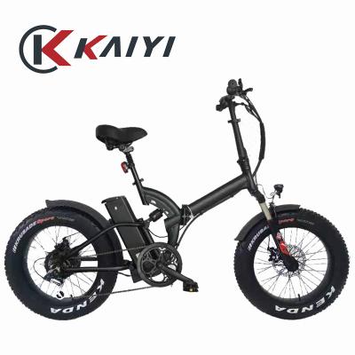 China KAIYI aluminum alloy super power 48V500W 1000W full suspension tire fat ebike 20inch 4.0 foldable electric bike for sale