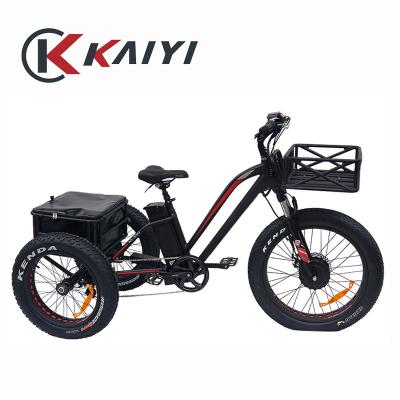 China KAIYI aluminum alloy super power etrike scooter tricycle 48V 500W 750W front suspension cargo bicycle bicycle new for sale