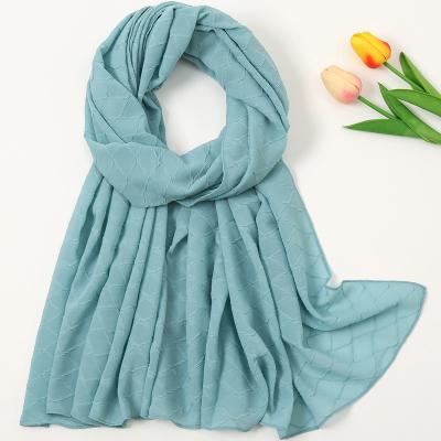 China Soft Touch Feeling Women Excellent Quality Shawl Soft Plain Pleated Luxury Premium Muslim Hijab Scarves Hijab Tank Top Wholesale for sale