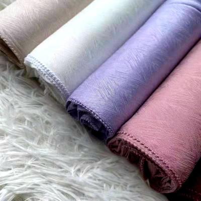 China Silk Eyelash Crepe Hijab Hijab Jacquard Shawl Cutstom Satin Weave Malaysia Solid Color Premium Muslim Satin Weave Hijab for sale