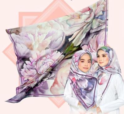 China Polyester Premium Cotton Voile Printed Tudung Scarf Design Printed Hijab Bidang 50 Women Adult 50s Polyester Spring Cotton Voile Hijab for sale