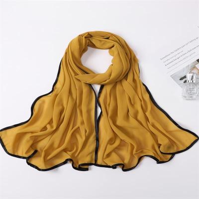 China Soft Touch Feeling New Monochrome Chiffon Scarf Women's Hijab Toe Covered Chiffon Wrap 70*180 for sale