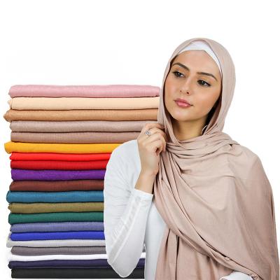 China Hot Selling Wholesale Cotton Hijab Knitting Tank Top Women Stoles Cotton 170*70cm Hijab Scarf Heavy Stretch Single Head Scarves for sale