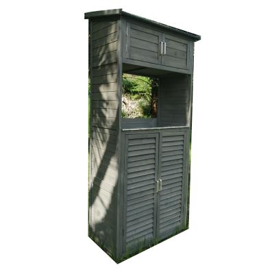 China OEM Easily-assenbled Storage Sheds Custom Vertical Multi-Shelf Shutter Garden Tool House Easily Assembled Waterproof Wooden Outdoor Cabinet for sale