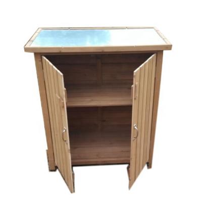 China Easily Assembled Outdoor Tool Cabinet Lawn Mower Closet Storage Waterproof Large Garden Utility Wooden Furniture Thrown Wholesale for sale