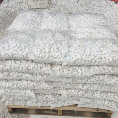 China Coastal Stepping Stones Snow White Round Quartz Pebble Stone for sale