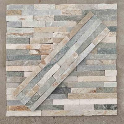 China Modern Interior Decorative Cultured Slate Ledge Stone Wall Stone Stacked Stone Panel for sale