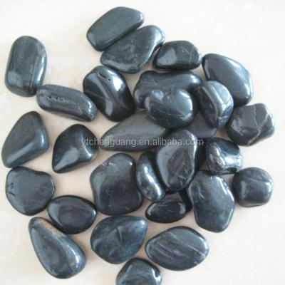 China Modern Landscape Pebble Black Stone Polished River Pebble for sale