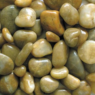 China Modern Natural Beige Yellow Loose Color Round River Polished Pebble Stone for sale