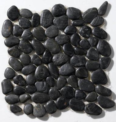 China Eco - Friendly Black Pebble Mesh Tile Pebble Stone Mosaic For Paving for sale