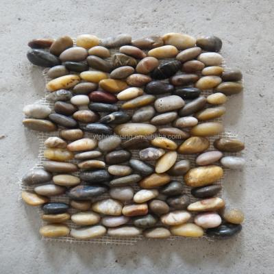 China Modern Flooring Pebble Tile Stone Mosaic Vertical Stacked Pebble Mosaic For Wall for sale