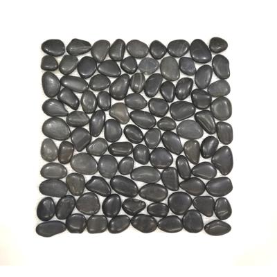 China River Stone Mosaic Black Coastal Pebble Stone Mosaic Tiles for sale