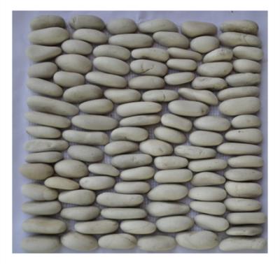 China Coastal Pebble Stile On Net Standing Pebble Tile Sliced ​​River Stone Pebble Flat Mosaic Tile for sale