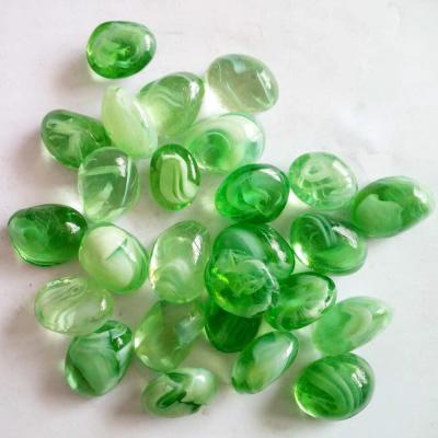 China Europe Decorative Green Glass Pebble Fire Glass Nugget For Gift for sale