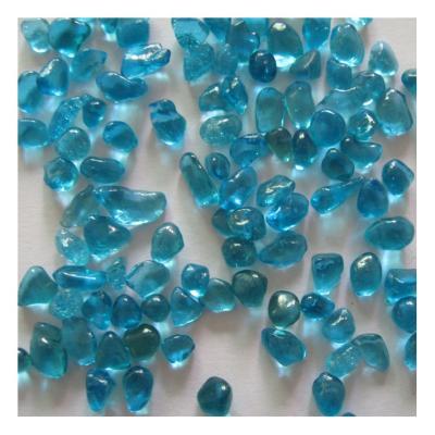 China Modern Turquoise Blue Glass Beads Pool Finishes Glass Beads Pebble For Aquarium Terrazzo for sale