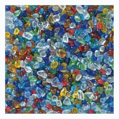 China Modern Rainbow Color Crushed Glass Chips Crystal Glass Pellets for sale