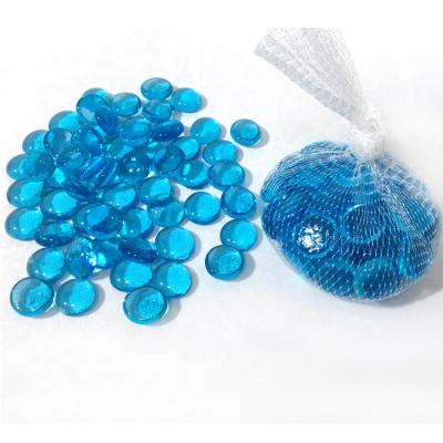 China China Sea Flat Bottom Blue Clear Glass Marbles Glass Gem Flat Backed Pebble for sale