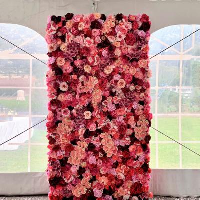 China Exclusively for romantics artificial flowers for decoration wrap pampas grass silk flower wall panel black white backdrop fabric wedding for sale