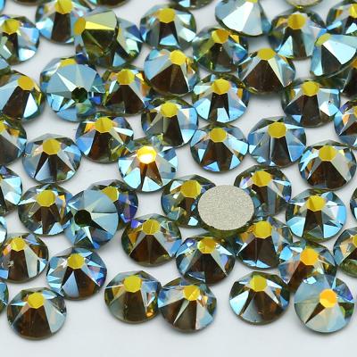 China XULIN Flatback Brilliant Cut 16 Facets SS16 SS20 SS30 Non Hotfix AB Olivine Round Flat Back Glass Rhinestones For Dress Apparel Applique for sale