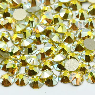 China Flatback XULIN 81Kinds Color Gold Bottom 8Big 8 Cut Flat Glass Rhinestones ab Small 16 Non-Hot Fix Citrine Faceted Back For Dress Clothin for sale