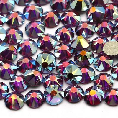 China Rose Xilion Cut Fuchsia ab Fix Flatback Round Nail Art Crystals Glass Rhinestones For Non-Hot Garment Flatback Factory Wholesale XULIN for sale