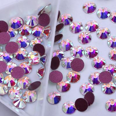 China Normal Flatback 2A+ faceted with fuchsia back not hot fix Crystal Glass Rhinestone For Jewelry DIY rhinestone accessory for sale