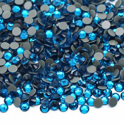 China Wholesale XULIN Flatback Blue Zircon SS3-SS50 Flat Back Iron On Rhinestone Transfer Hotfix Glass Rhinestones For Dance Costume Design for sale