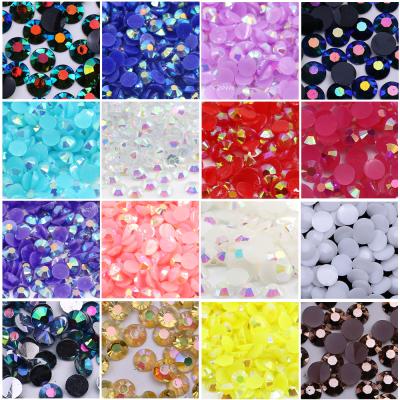 China Flatback XULIN Jelly AB 98 Kinds Colors Mixed Sizes Plastic Flatback Rhinestone Foiled Resin Back Stones Wholesale for sale