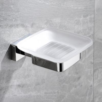 China Wholesale Wenzhou 304 Modern Factory Porcelain Bathroom Accessories Stainless Steel Shower Glass Cups Room Wall Mounted Soap Dish for sale