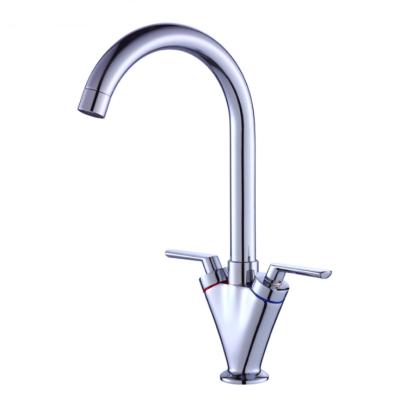 China Modern Wholesale High Quality Sanitary Brass Double Handle Kitchen Faucet Factory Retail Factory Retail Cold-Hot Sink Mixer for sale