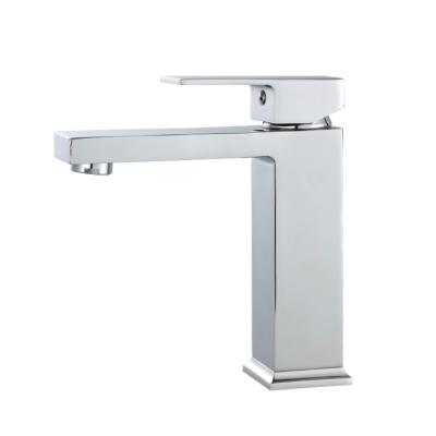 China Wenzhou Factory Price Modern High Quality Square Design Single Handle Basin Faucet Brass Cold-Hot Bathroom Basin Mixer Chrome for sale