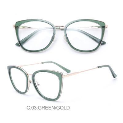 China Full-rim China factory custom logo acetate and metal optical frames for lady for sale