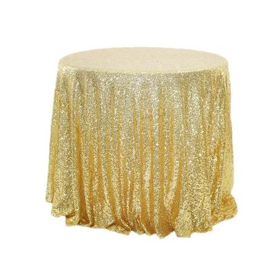 China Modern Round Sequin Polyester Table Cloths Rose Gold Upscale Luxury Wedding Party 3mm Sequin Fabric Polyester for sale