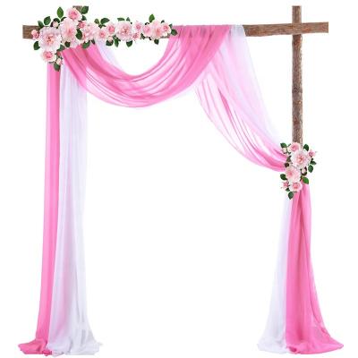 China 2 Layers Romantic and Beautiful 70*550cm Wedding Backdrop Event Party Arches Decor Wedding Backdrop Silk Drape Decor for sale