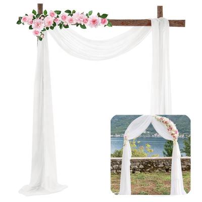 China Romantic And Beautiful White Arched Fabric Hanging Curtain Drape Backdrop Suitable For Party Wedding Decoration for sale