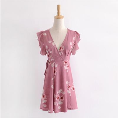 China Fashion Floral Print Summer Casual Girls' Breathable Dresses for sale