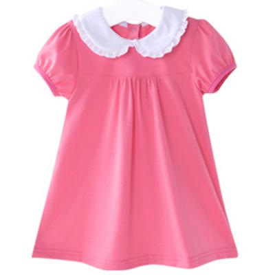 China Breathable The Most Popular Short Sleeve Girl Kid Dress With Peter Pan Necklace for sale