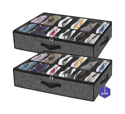 China Stackable Under Bed Shoe Storage Solution Organizer With Clear Window Shoe Storage Box Bag for sale