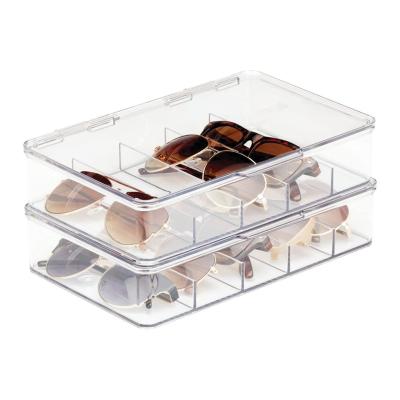 China American Style Eyeglass Crate Storage Plastic Stackable Organizer With Hinged Lid for sale