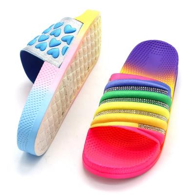 China Flat in 2020 the latest style of PVC slippers popular women's sandals color thick bottom slippers fashion color women's slippers for sale