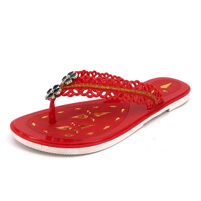 China CUSHIONING Large Size Women's Slipper Flat Sandals Flower Printed Slippers Custom Flip Flops Custom Ladies Shoes Cheap Beach Slippers for sale