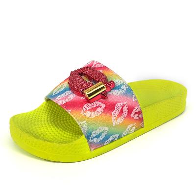 China Factory Price CUSHIONING Customized Slippers For Women Shoes Fashion Printed Bling Ladies Summer Beach Platform Sandals Bling for sale